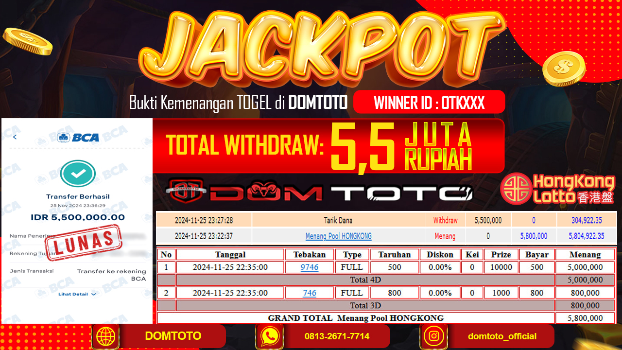 JACKPOT  TOGEL HONGKONG 25 NOVEMBER 2024